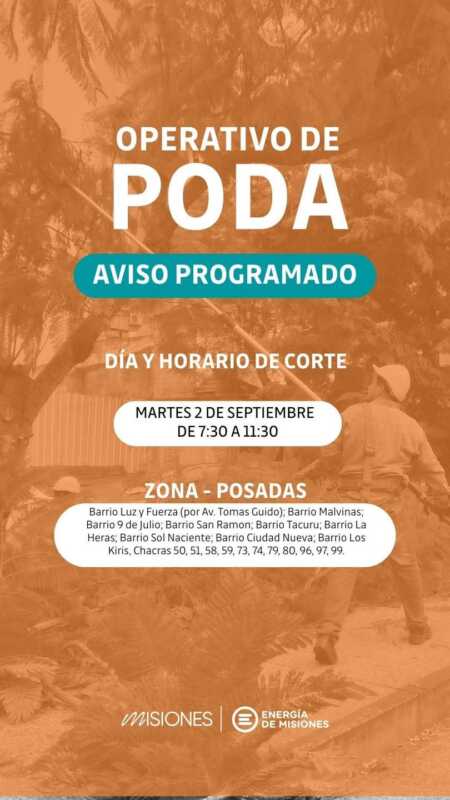 Energía de Misiones realiza Operativo de poda en Posadas: cortes programados 2 energia poda - 1