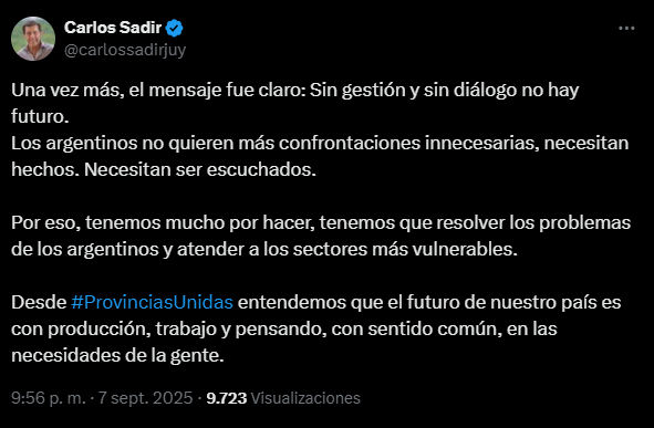“Sin gestión, no hay futuro”: Gobernadores cuestionaron a Javier Milei tras las elecciones en Buenos Aires 7 gobernasdores3 - 6