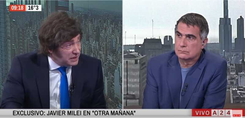 Milei minimizó denuncias contra Espert y confirmó diálogo con Macri tras su viaje a EE.UU. 6 javier milei en A 24 2 - 5