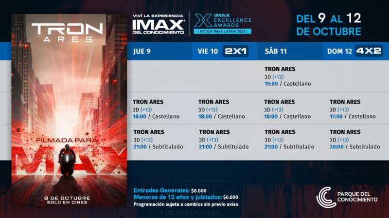 “Tron: Ares” llega al IMAX del Conocimiento en 3D 3 Cuando la IA cruza al mundo real: llega “Tron: Ares” al IMAX del Conocimiento