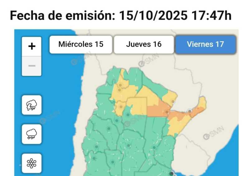 Alerta naranja para el viernes en Misiones: qué zonas estarán afectadas por tormentas y granizo 1 alerta naranja