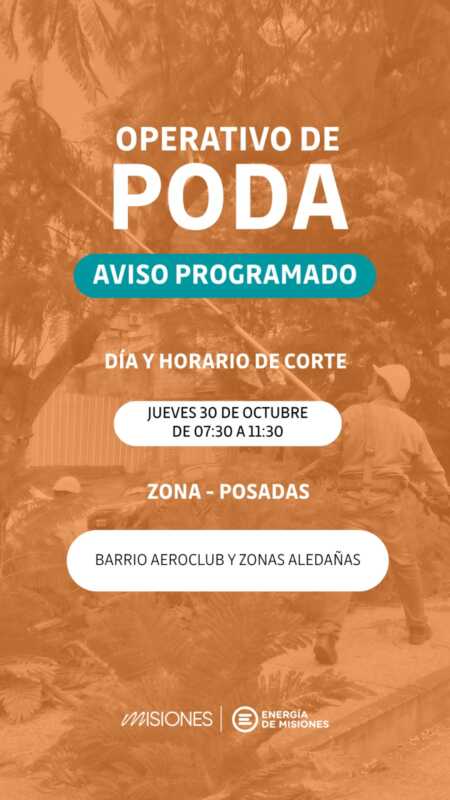 Cortes de luz en el microcentro y otros barrios de Posadas: cuándo y en qué horarios 6 cortes de luz Posadas jueves 30 - 5