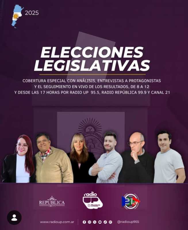 Llega una cobertura especial de las elecciones legislativas 2025 por Radio Up, Radio República y Canal 21 2 elecciones - 1