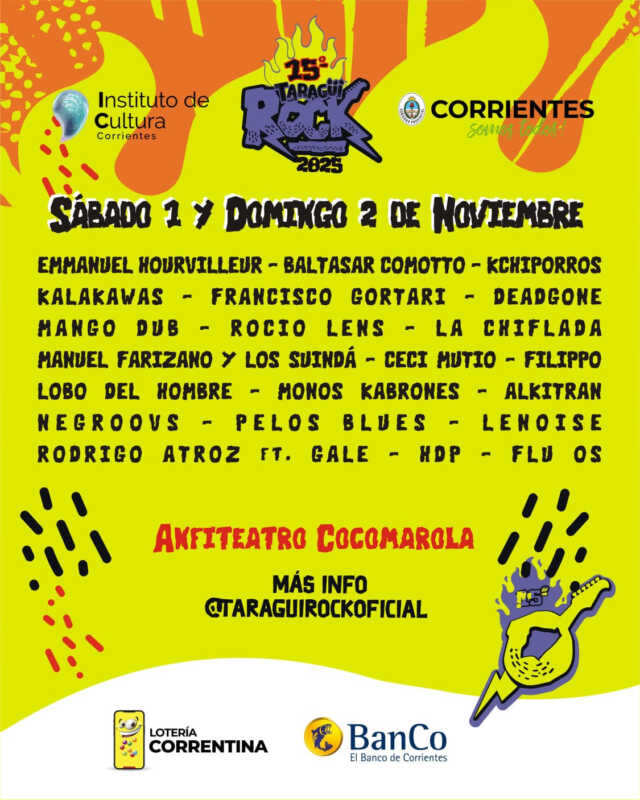 Corrientes Taragüi Rock 2025: grilla confirmada y entradas a la venta