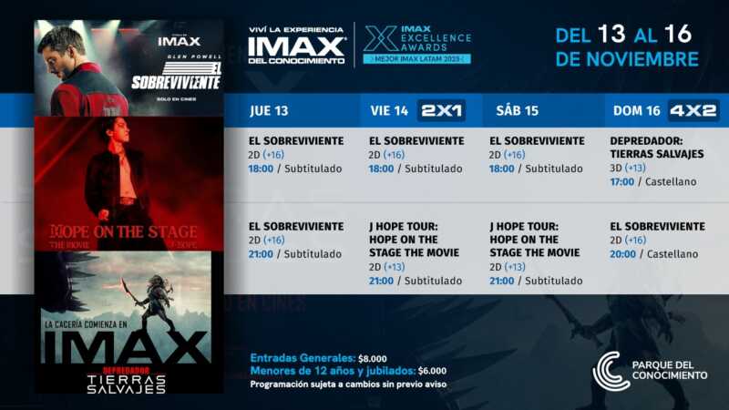 Cartelera IMAX 13 16 11 - 8
