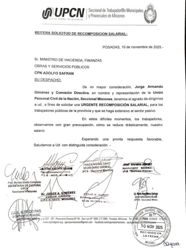 UPCN Misiones pide una paritaria urgente adviertiendo: “Todos los trabajadores perdieron por igual” 5 WhatsApp Image 2025 11 11 at 07.01.09 - 4