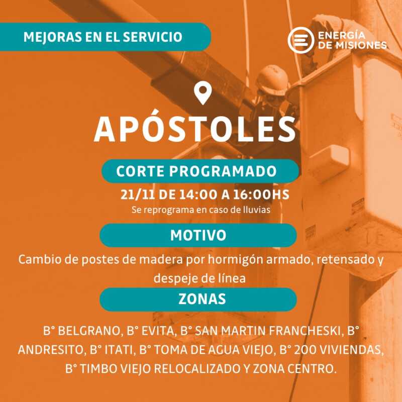 Energía de Misiones avanza en el refuerzo de la línea de 33 kV entre Eldorado y Pozo Azul 10 energia de misiones corte 2 - 9