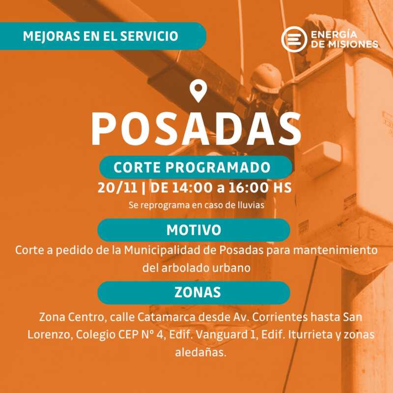 Energía de Misiones avanza en el refuerzo de la línea de 33 kV entre Eldorado y Pozo Azul 16 energia de misiones corte 5 - 15
