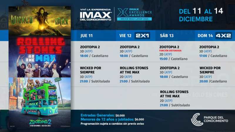 Función distendida de Zootopia 2 este sábado en el IMAX del Conocimiento