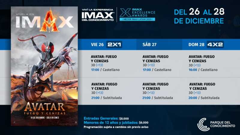 El IMAX del Conocimiento proyecta Avatar: Fuego y cenizas en 3D