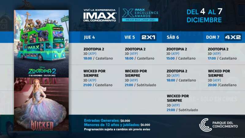 Diciembre mágico en el IMAX: Zootopia 2 y Wicked dominan la cartelera 2 Cine, magia y música: diciembre comienza con estrenos fuertes en el IMAX