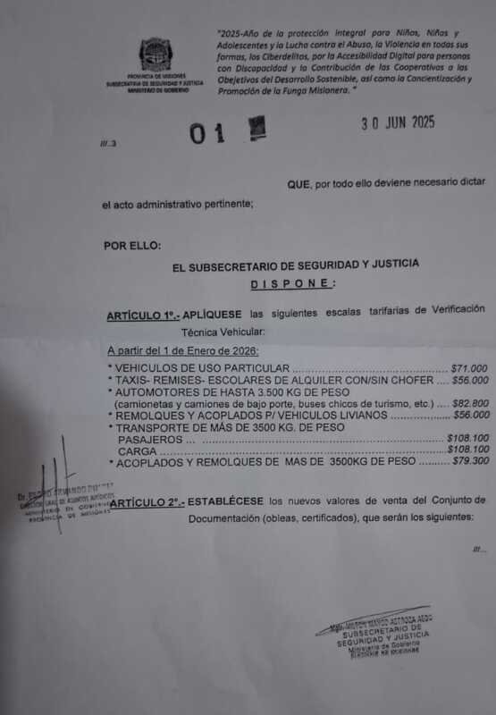 Hacer la VTV en Misiones costará desde 71.000 pesos a partir del 1° de enero 4 VTV Misiones