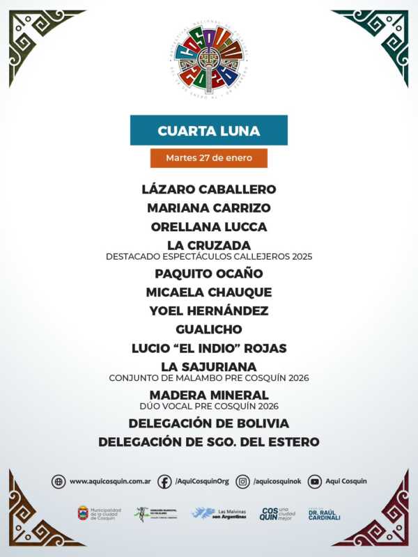 Cosquín 2026: la cuarta luna celebra la diversidad y la identidad del folklore argentino 2 La cuarta luna de Cosquín reafirma la identidad y el espíritu federal del festival