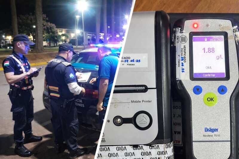 Controles preventivos permitieron detectar a dos conductores con alcoholemia positiva en San Vicente y Capioví.