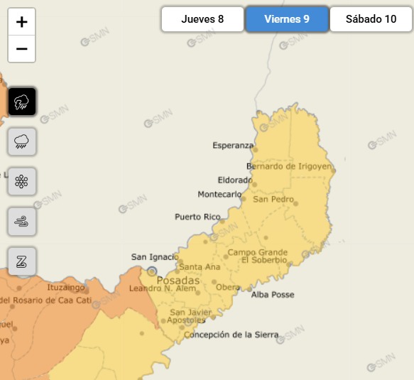 Viernes lluvioso: hasta cuándo se extenderán las tormentas en Misiones 2 alerta en Misiones