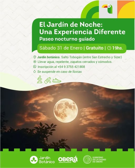Paseo Nocturno de Luna Llena y Peatonal Cultural, dos propuestas que marcan el cierre de enero en Oberá.
