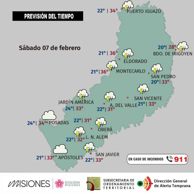 Sábado 7: tormentas, ráfagas y descenso térmico en Misiones 