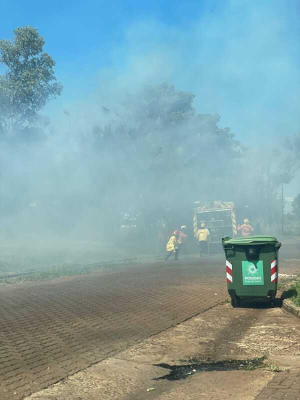 Bomberos sofocaron un incendio de malezas en Posadas 3 Bomberos