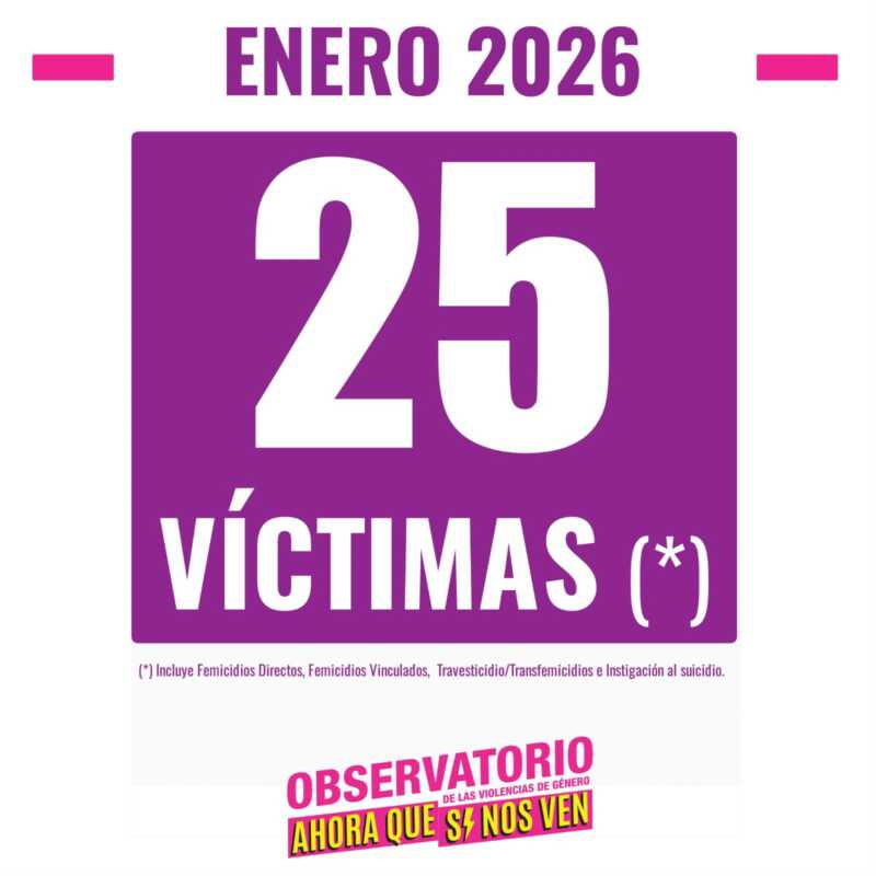 Argentina registró 25 femicidios en enero: una mujer asesinada cada 29 horas