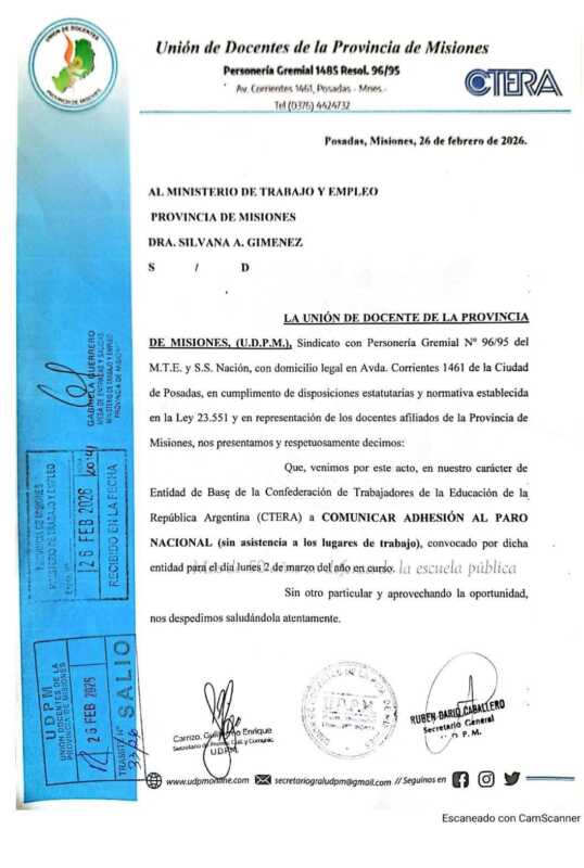 UDPM anunció su adhesión al paro nacional docente del 2 de marzo y corre riesgo el inicio de clases 3 WhatsApp Image 2026 02 26 at 16.46.34 - 2