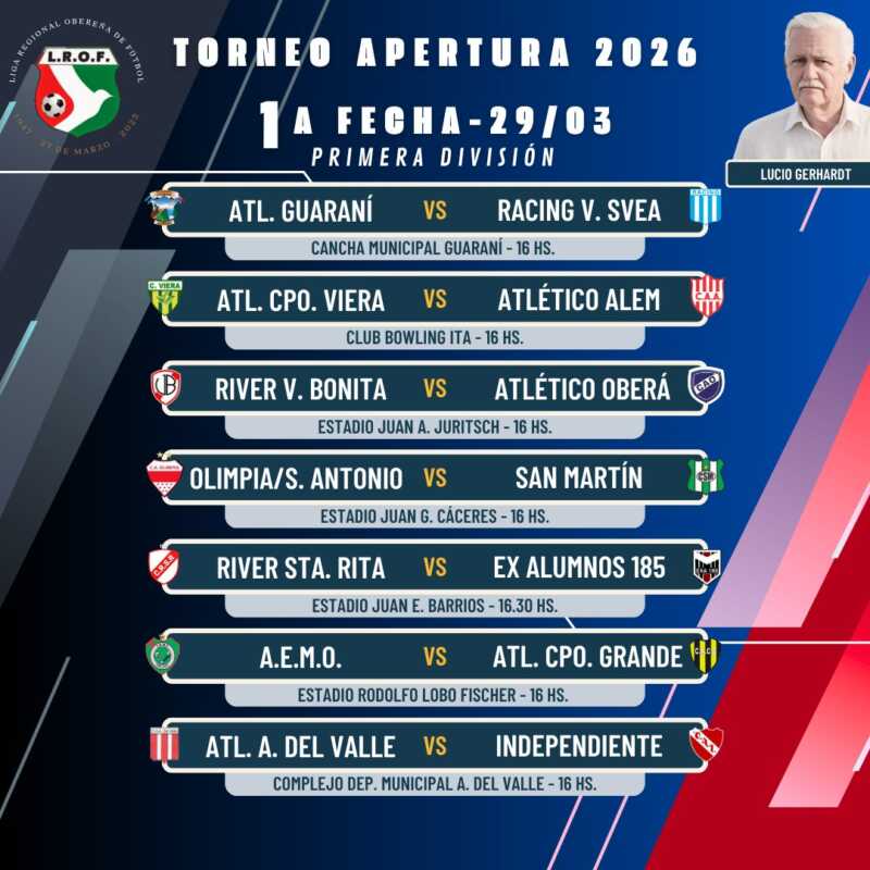 Fútbol: el Apertura de la Liga Regional Obereña se llamará “Lucio Gerhardt” 3 Liga