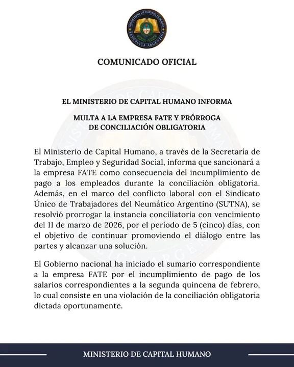 Cierre de FATE: Gobierno multó a la empresa por no pagar sueldos y extendió la conciliación obligatoria 4 WhatsApp Image 2026 03 10 at 16.58.35 - 3