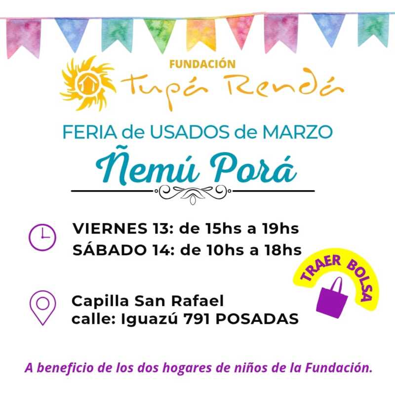Feria Americana solidaria en Posadas: Tupá Rendá organiza una venta para sostener hogares de niños judicializados 2 nemu pora - 1