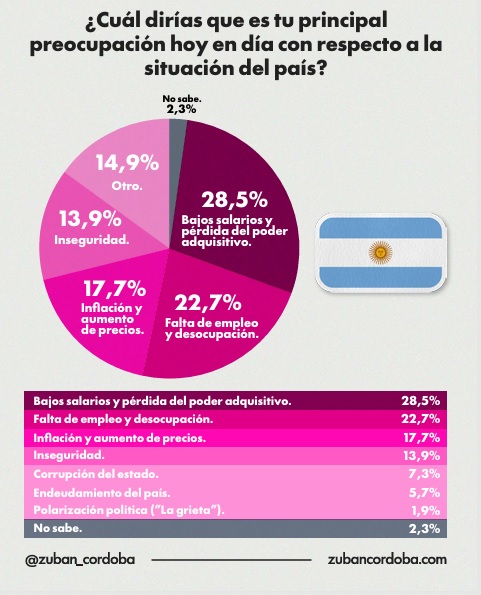 Poder adquisitivo y empleo encabezan las preocupaciones: qué revela la encuesta DDD de febrero 3 preocupaciones - 2