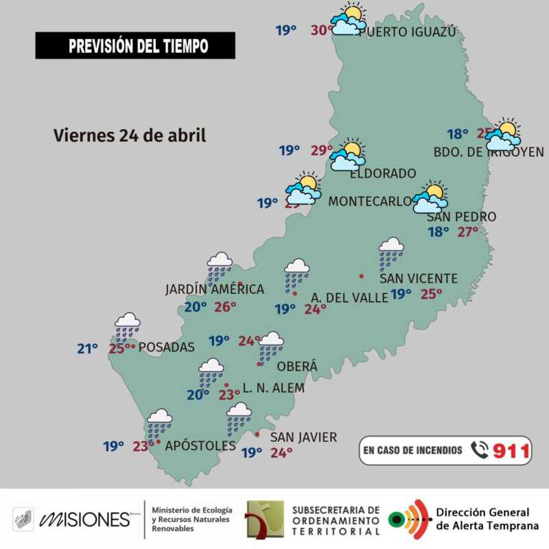 Viernes 24: ambiente pesado y lluvias aisladas en Misiones 