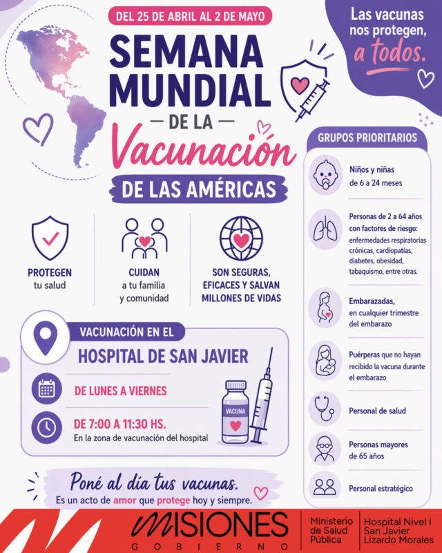 Misiones refuerza la vacunación con operativos en plazas, CAPS y hospitales 4 Semana de la vacunacion 15 - 3
