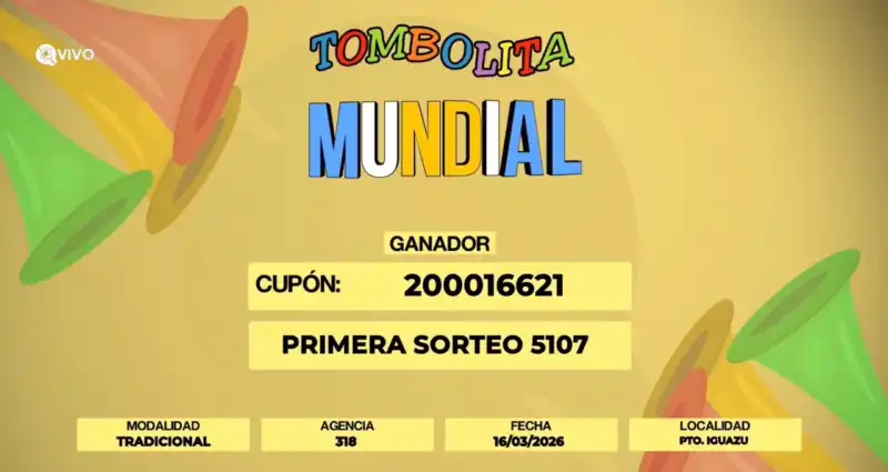 Iguazú: María ganó el primer kit mundialista de la Tombolita 2 Iguazú: una mujer ganó el primer kit mundialista de la Tombolita