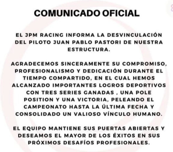 El misionero Juan Pablo Pastori no seguirá con el JPM Racing en el Turismo Nacional 2 WhatsApp Image 2026 04 07 at 17.39.52 - 1