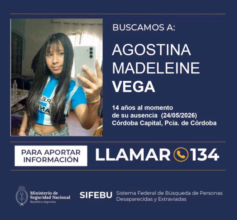 La desaparición de Agostina Vega mantiene en vilo a Córdoba