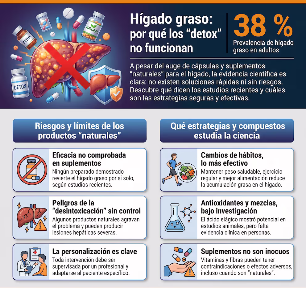 Hígado graso: qué dicen los estudios sobre vitaminas y suplementos naturales