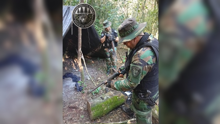 La Policía desmanteló un campamento de cazadores furtivos en plena selva de Montecarlo campamento cazadores furtivos