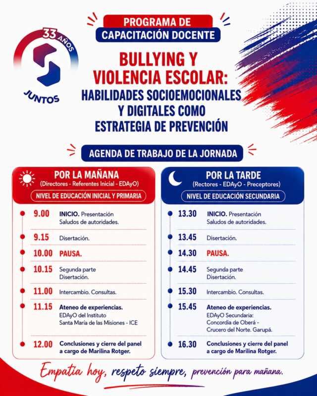 Educación y prevención: docentes se capacitarán sobre bullying y ciudadanía digital 4 La capacitación abordará bullying, ciudadanía digital y protocolos de intervención en entornos escolares y virtuales.