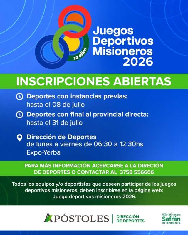 Apóstoles abrió las inscripciones para los Juegos Deportivos Misioneros 2026 3 Juegos deportivos misioneros 2 - 2