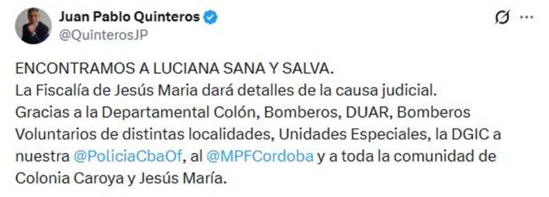 Hallaron sana y salva a Luciana, la adolescente que era intensamente buscada en Córdoba 3 WhatsApp Image 2026 06 09 at 17.29.44 - 2