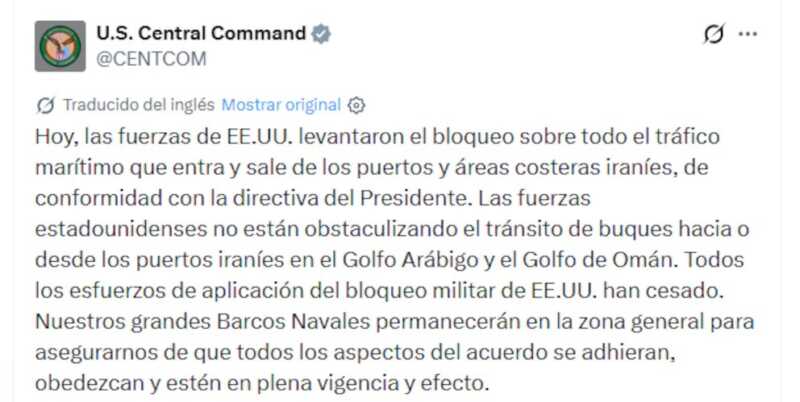 Estados Unidos levantó el bloqueo marítimo sobre los puertos iraníes tras el acuerdo con Teherán 2 WhatsApp Image 2026 06 18 at 19.20.39 1 - 1
