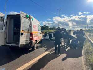 Una mujer resultó herida tras el vuelco de una camioneta en Garupá mujer herida tras vuelco en Garupá